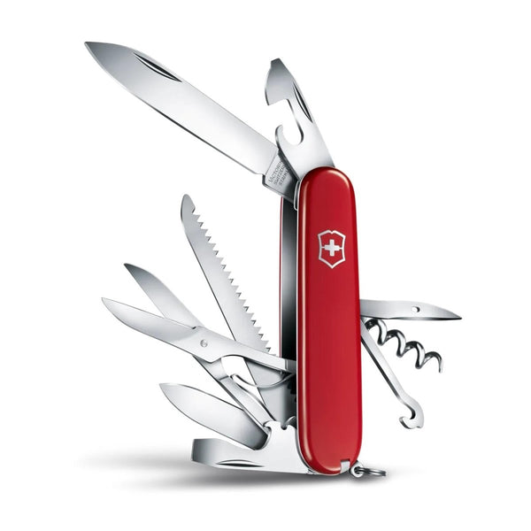 Couteau multifonction Victorinox Huntsman 12 fonctions en acier inoxydable avec manche rouge