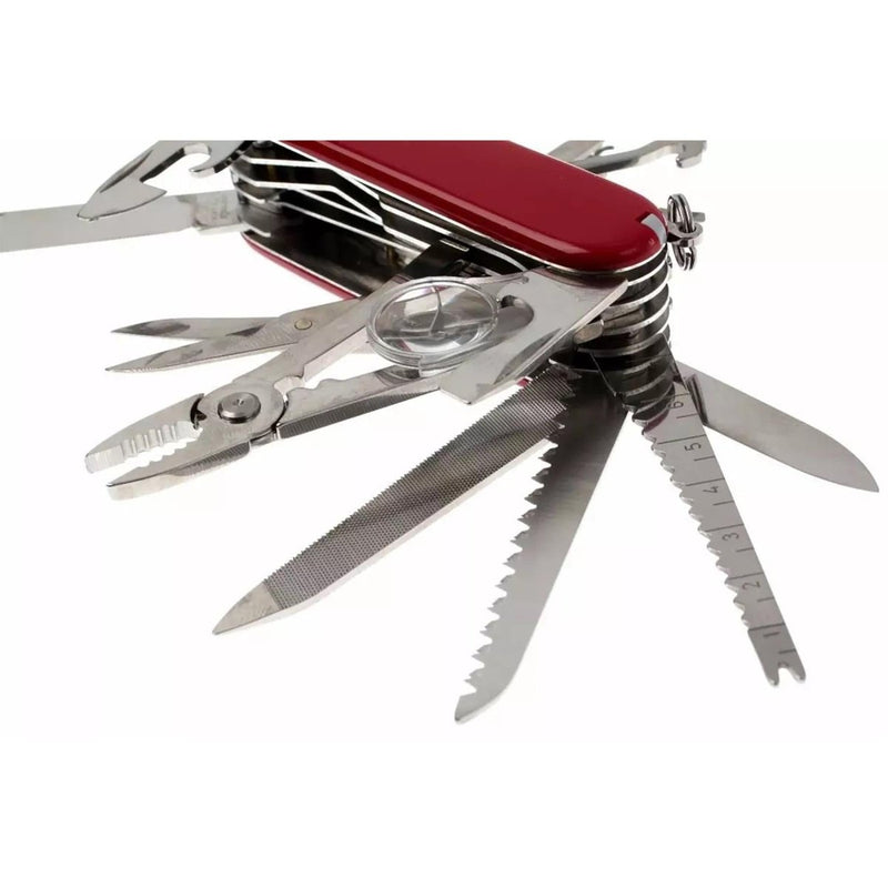 Couteau multifonction Victorinox Swiss Champ 33 fonctions en acier inoxydable avec manche rouge