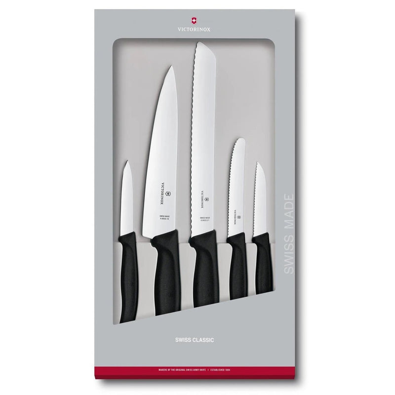 Coffret de 5 couteaux de cuisine Victorinox Swiss Classic en acier inoxydable avec manche en TPE