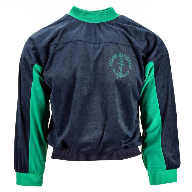 Navy green sport jumper French army sweater tracksuit lightweight vintage activewear sports pullover marine nationale