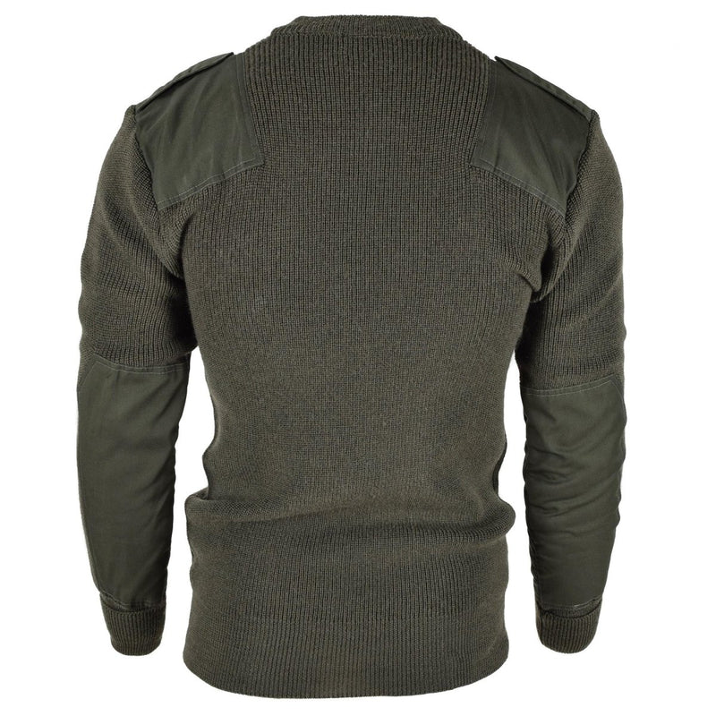 Mil-Tec brand Men Sweater German pullover Commando Jumper Olive OD sweater Wool reinforced elbows and shoulder