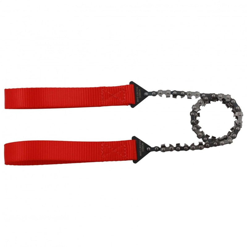 NORDIC POCKET SAW Compact portable emergency camping hand chainsaw red handles