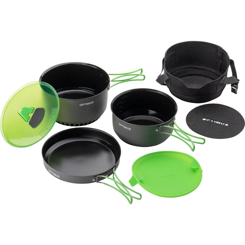 Optimus Terra Camp 4 Pot Set Cooking non-stick camping camper outdoor kit 7 part ultra-lightweight folding handles