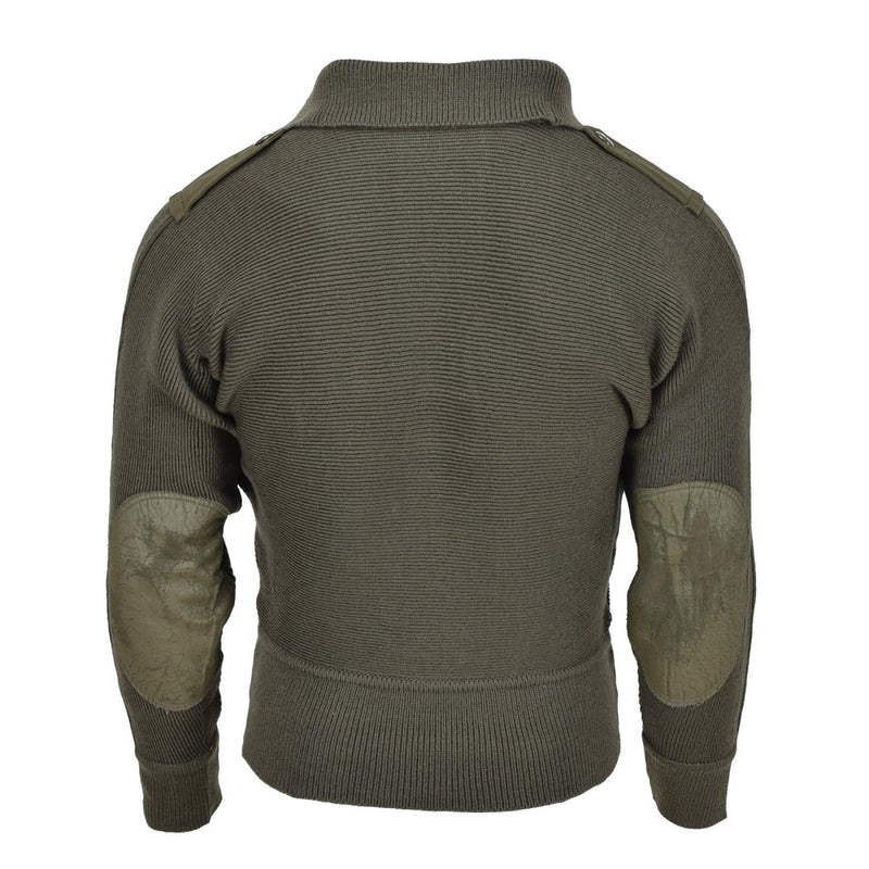 Original Austrian Military sweater reinforced elbows high neck cuffs and waist line blouson rib knit pullover