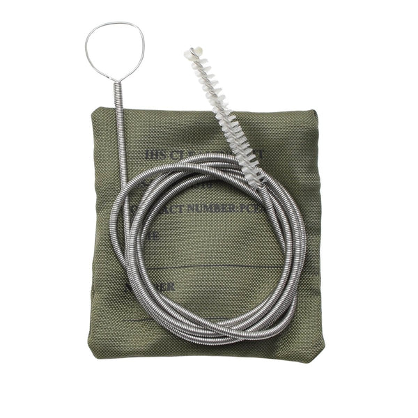 Original British army green metal IHS individual cleaning kit compact size United Kingdom brush bag